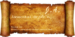 Janecskai Arzén névjegykártya